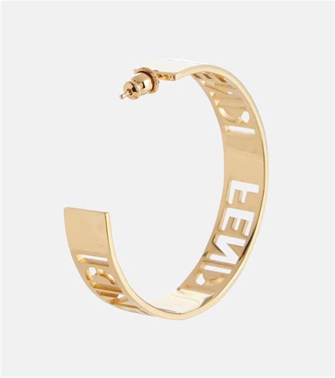 fendi logo cut out hoop earrings|vintage Fendi earrings.